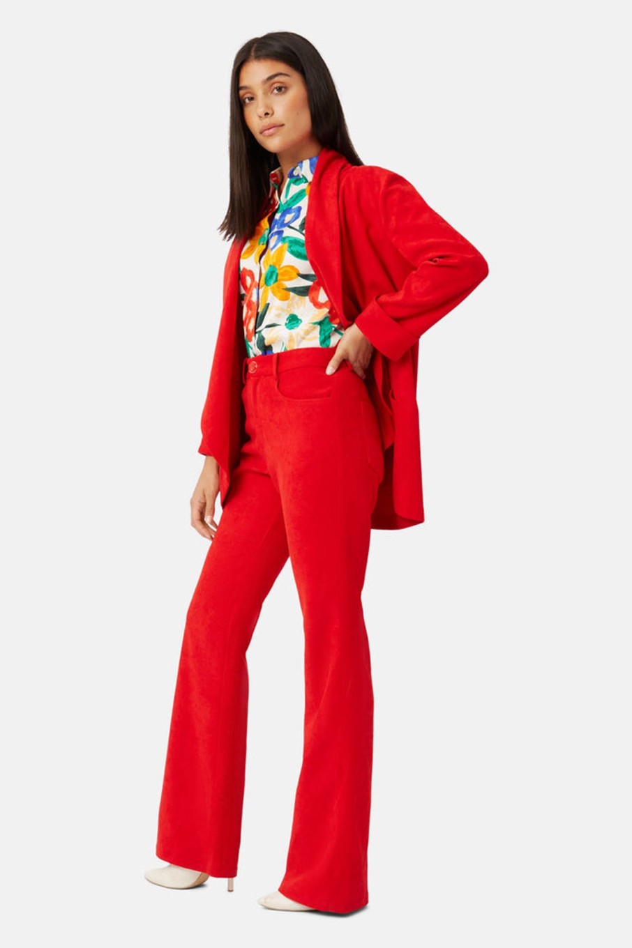 Co-Ords Traffic People | Solitude And Silence Flare Trousers In Red