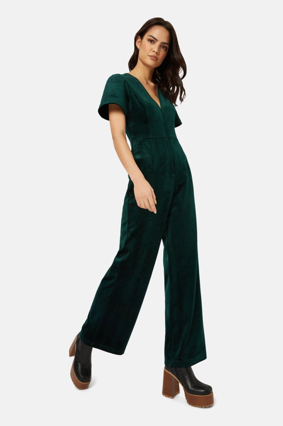 Jumpsuits Traffic People | Corrie Bratter Returns Cord Jumpsuit In Green