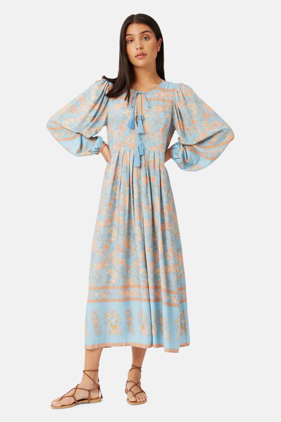 Dresses Traffic People | Castaway Days Boho Blues Dress In Blue