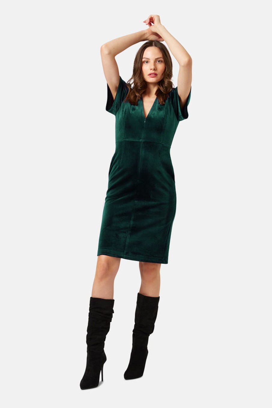 Dresses Traffic People | Corrie Bratter Returns Cord Wiggle Dress In Green