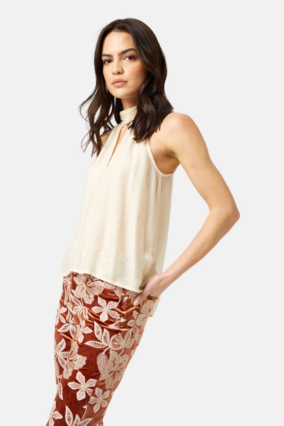 Co-Ords Traffic People | The Great Silence Cream Halter Top