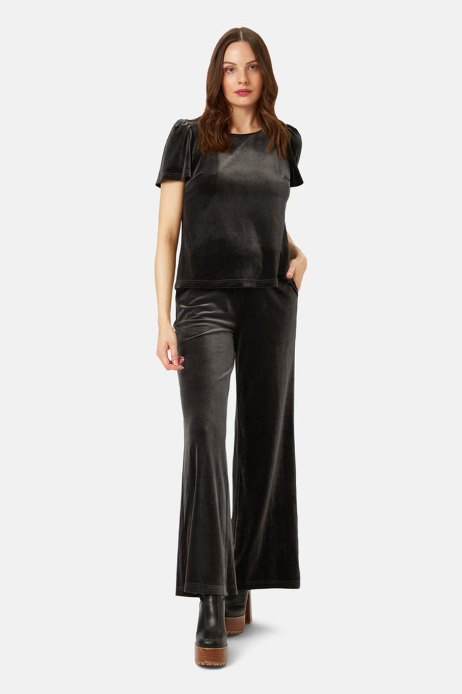 Co-Ords Traffic People | Never Say Goodbye Velvet Trousers In Black