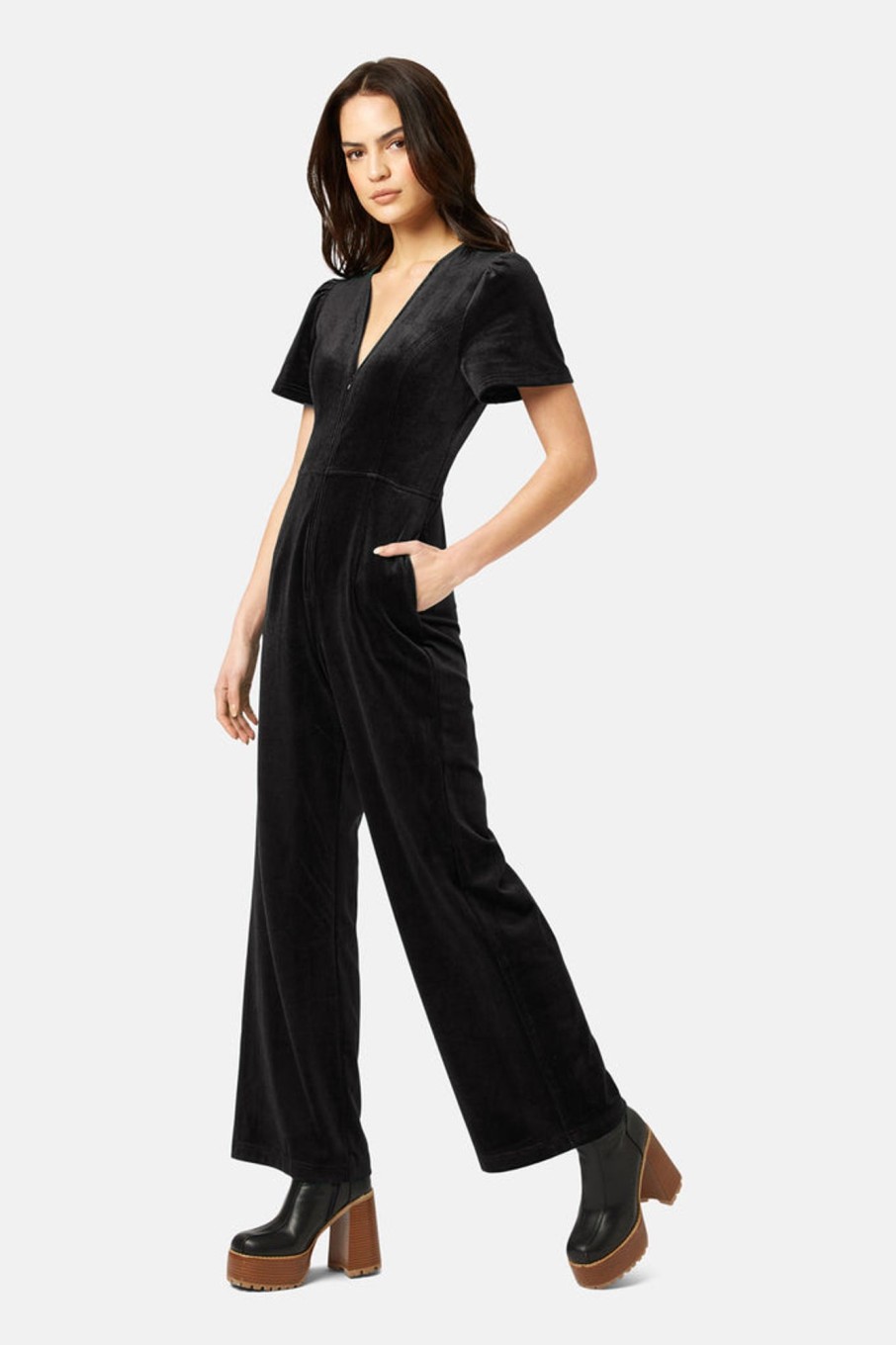 Jumpsuits Traffic People | Corrie Bratter Returns Black Cord Jumpsuit