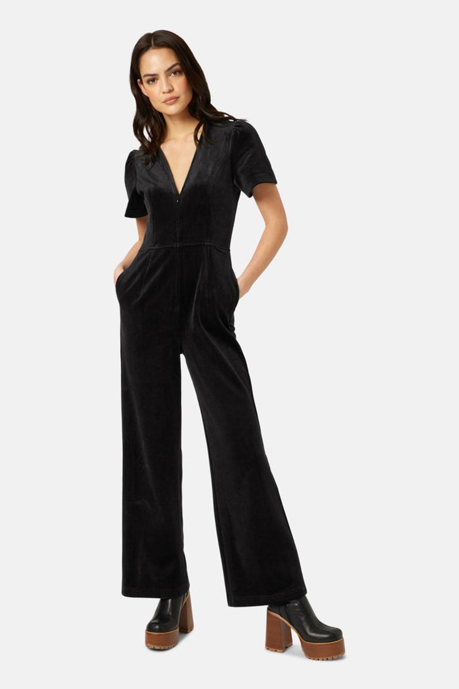 Jumpsuits Traffic People | Corrie Bratter Returns Black Cord Jumpsuit