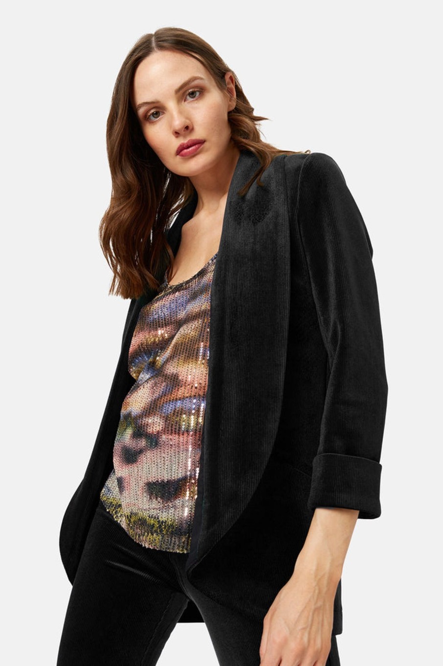 Jackets Traffic People | Corrie Bratter Returns Black Cord Boyfriend Jacket