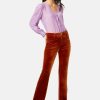 Trousers Traffic People | Never Say Goodbye Velvet Flare Trousers In Brown