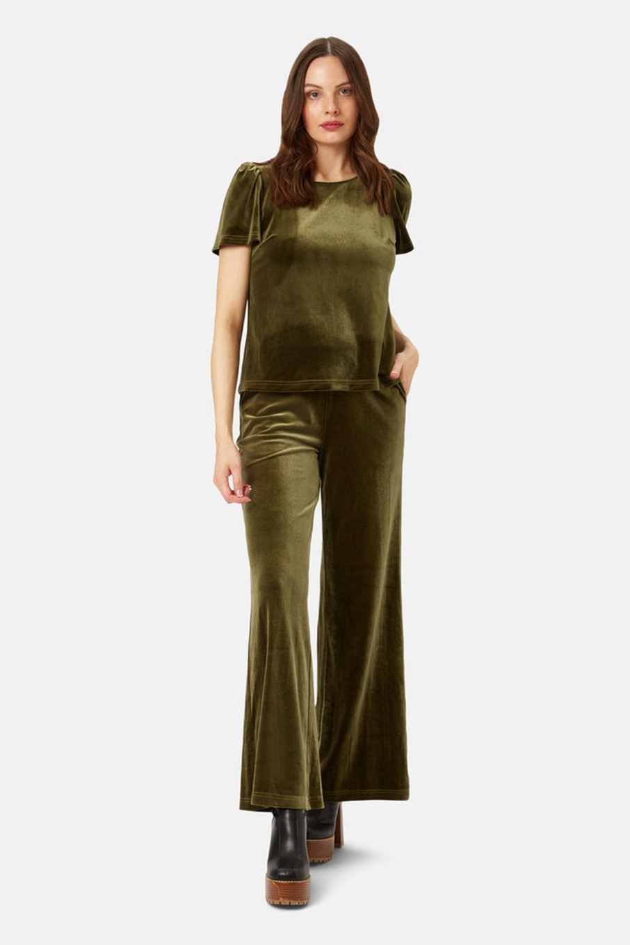 Co-Ords Traffic People | Never Say Goodbye Velvet Trousers In Green