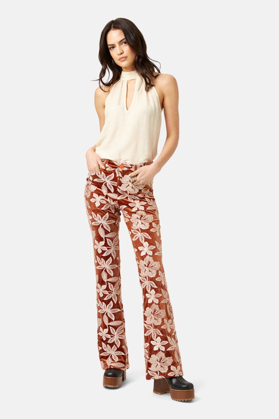 Co-Ords Traffic People | I Barely Noticed You Velvet Flare Trousers