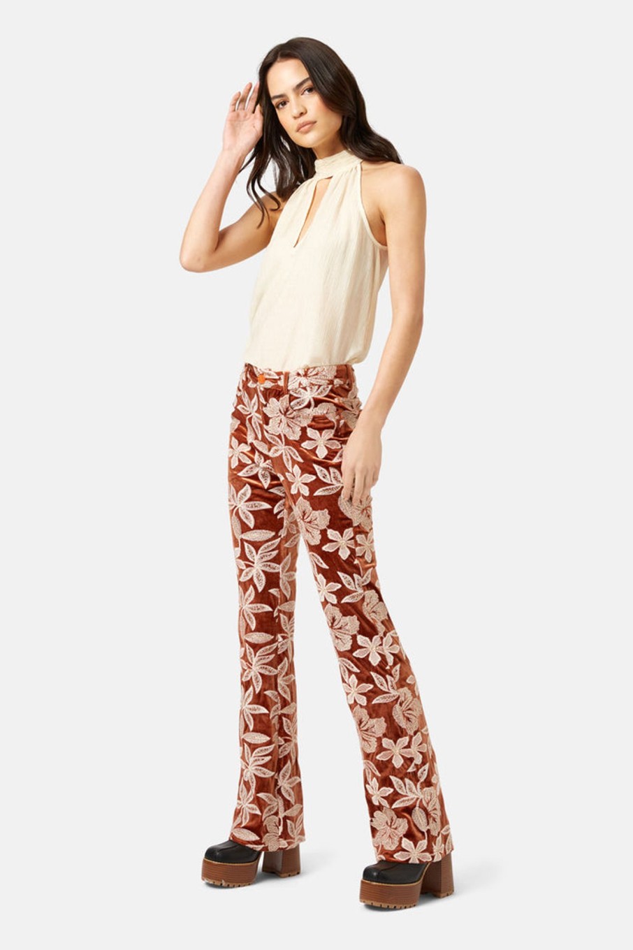 Co-Ords Traffic People | I Barely Noticed You Velvet Flare Trousers