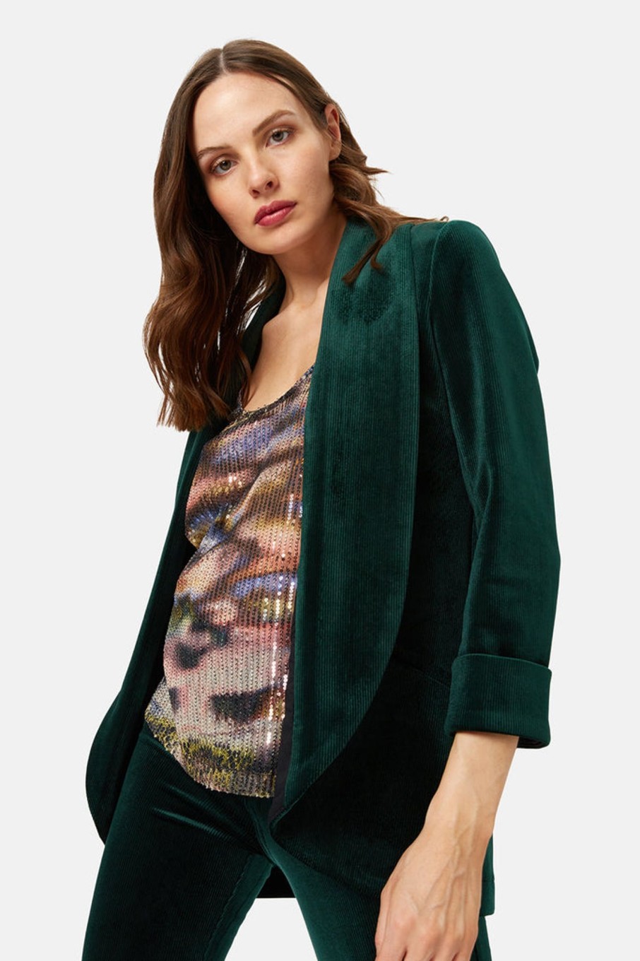 Jackets Traffic People | Corrie Bratter Returns Cord Boyfriend Jacket In Green