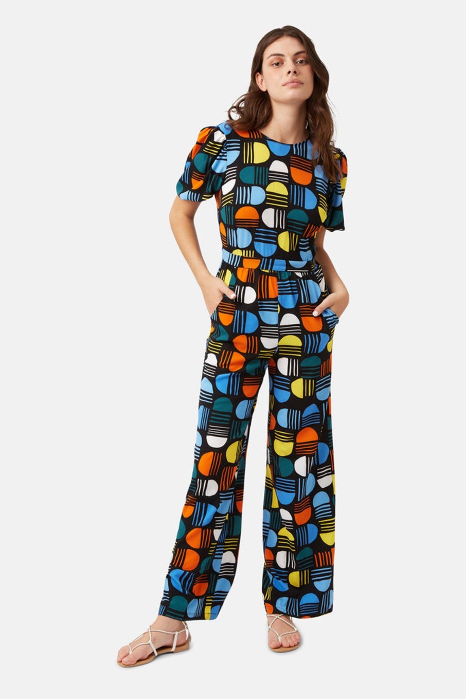 Jumpsuits Traffic People | Retro Rose Daphne Jumpsuit In Black