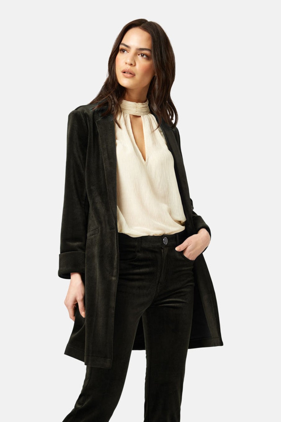 Jackets Traffic People | Corrie Bratter Returns Black Cord Blazer